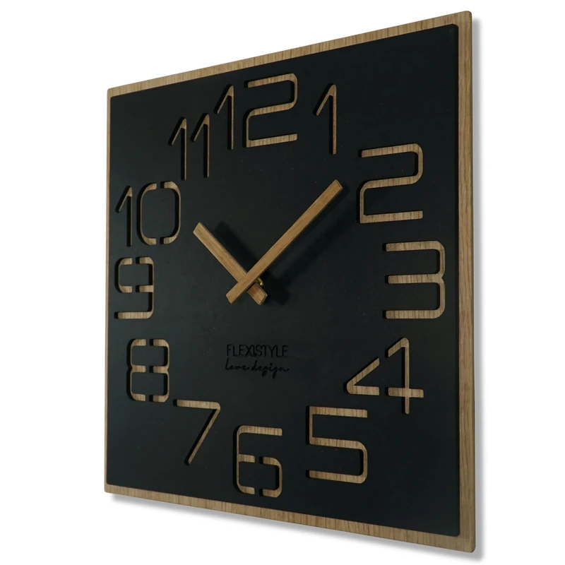 FLEXISTYLE Wall Clock, Black, 40 cm