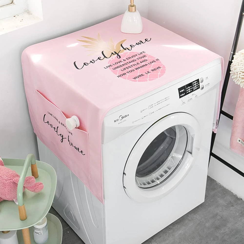 Dryer Top Protector Mat Freezer Mini Fridge Washer and Dryer Dust Rail Handle Covers for The Top Washable Pink Pineapple 55 X 140cm