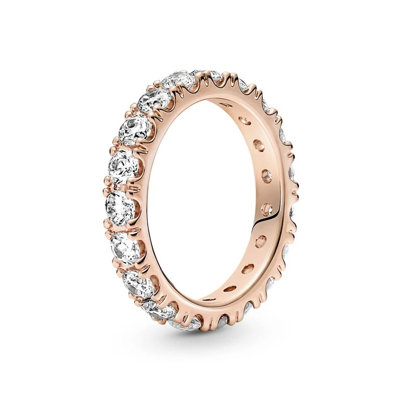 Pandora Timeless 14k Rose gold-plated Sparkling Row Eternity ring with clear cubic zirconia, 56