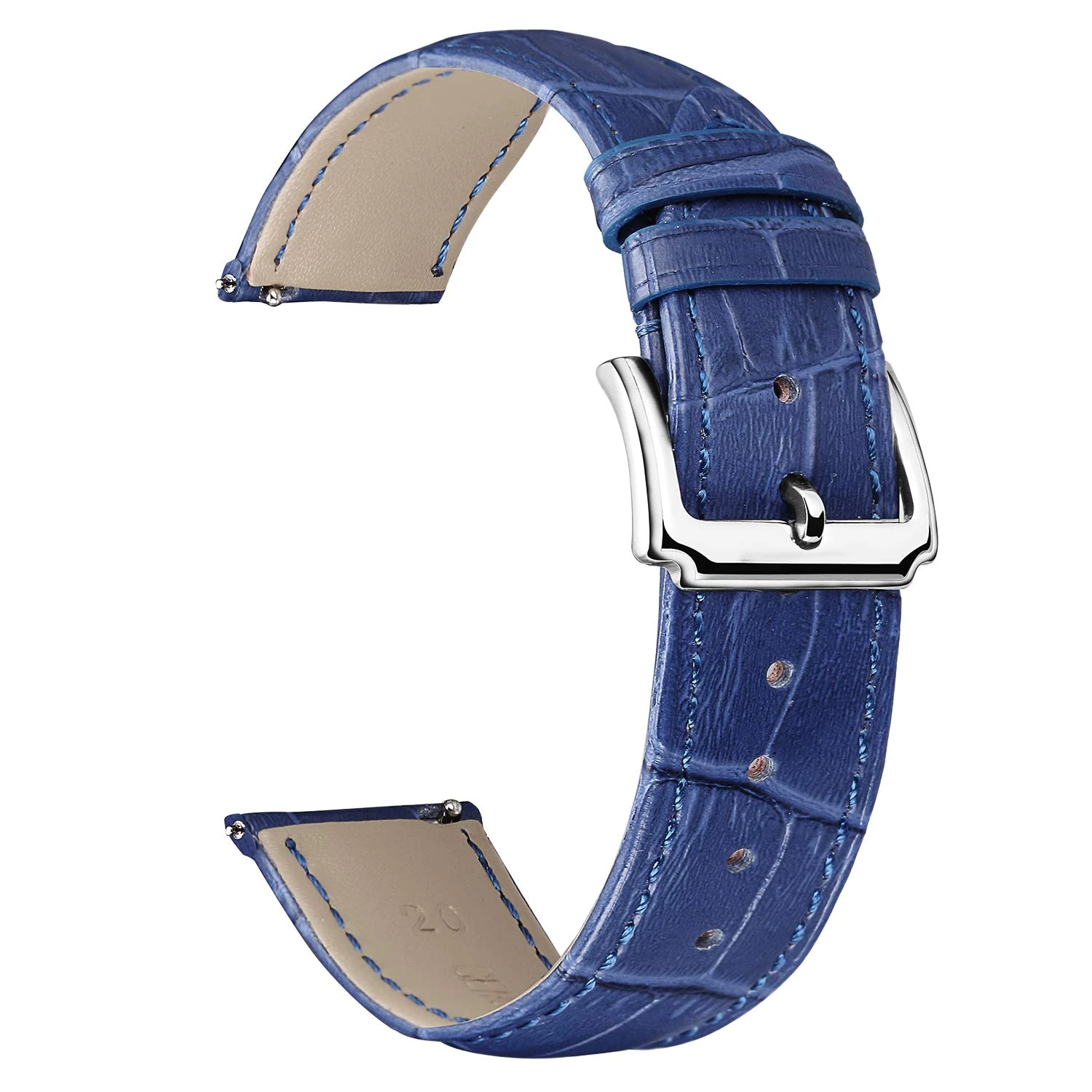 BINLUN Leather Watch Strap Quick Release Replacement Crocodile Leather Watch Bands for Men Women (Blue, 14mm)