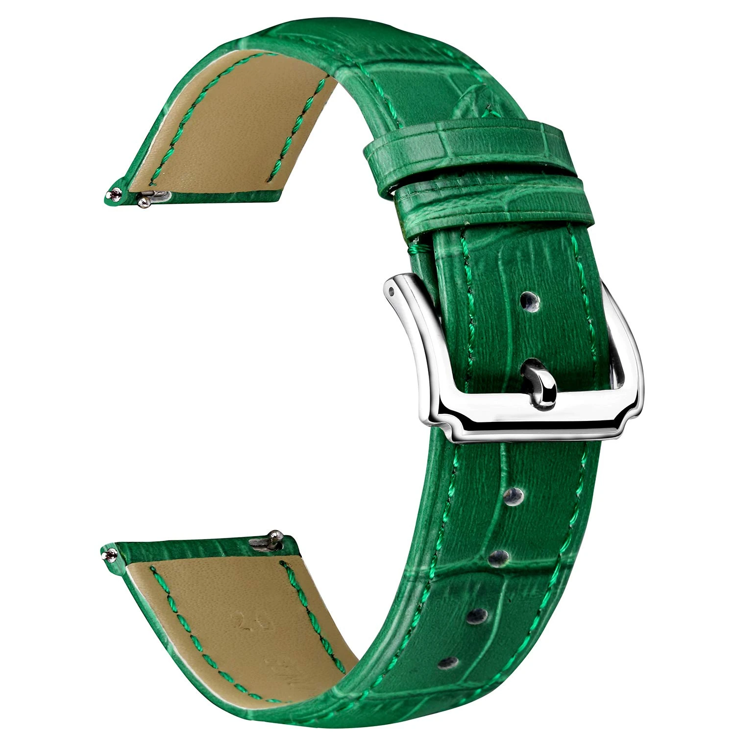 BINLUN Leather Watch Strap Quick Release Replacement Crocodile Leather Watch Bands for Men Women (Green, 10mm)