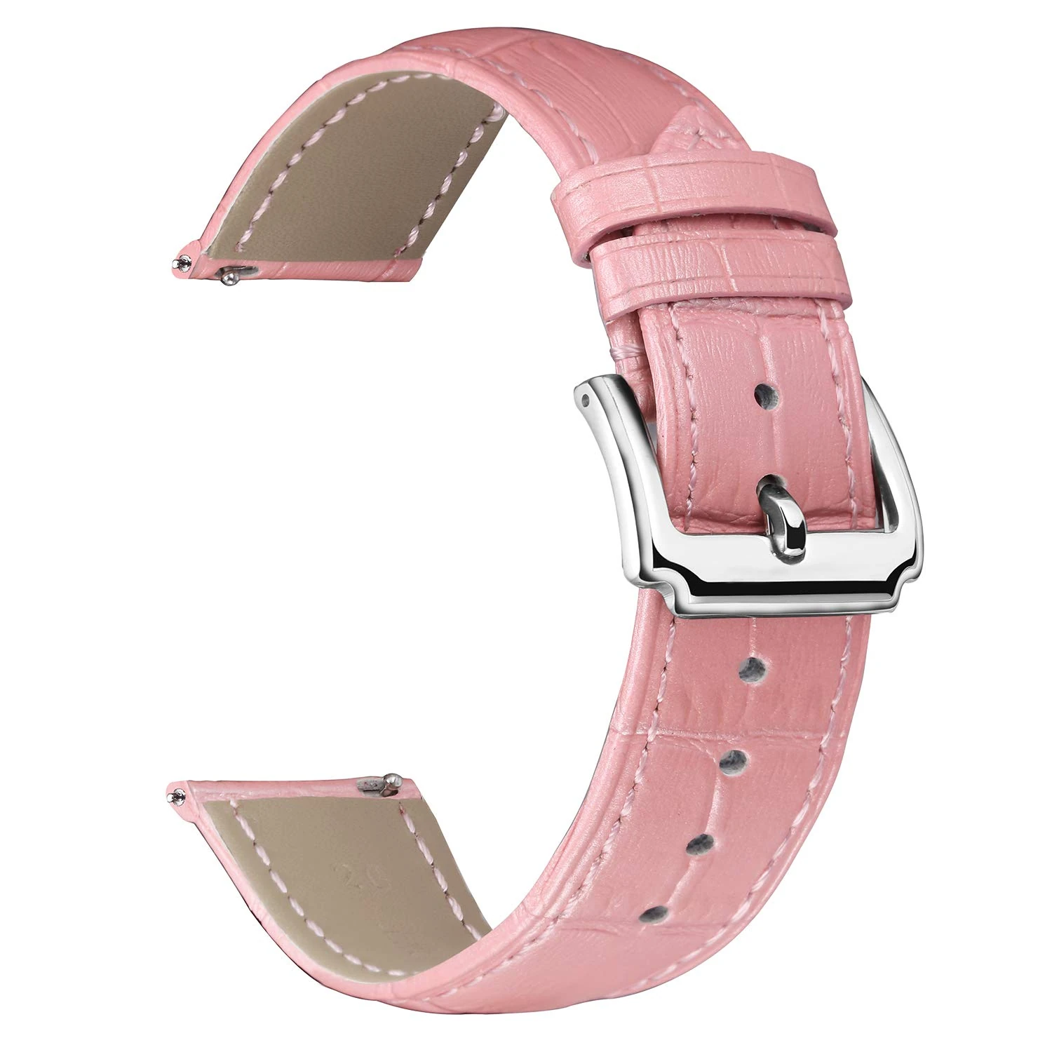BINLUN Leather Watch Strap Quick Release Replacement Crocodile Leather Watch Bands for Men Women (Pink, 12mm)