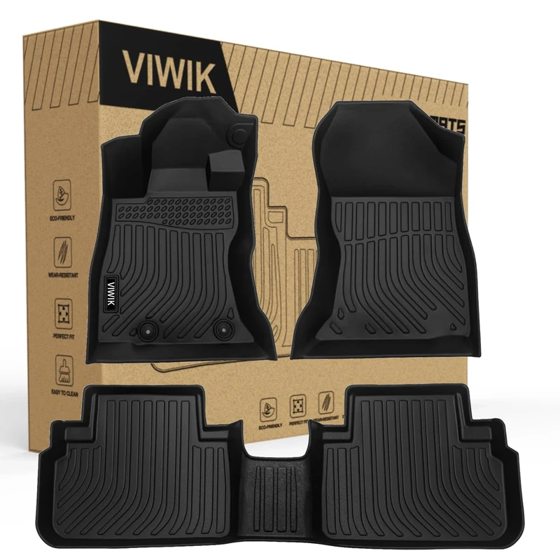 VIWIK Floor Mats Compatible for 2019-2023 Forester, Car Mats All Weather Protection Custom Full Set Floor Liners Include 1st and 2nd Row Front & Rear, Automotive Floor Mats TPE Black