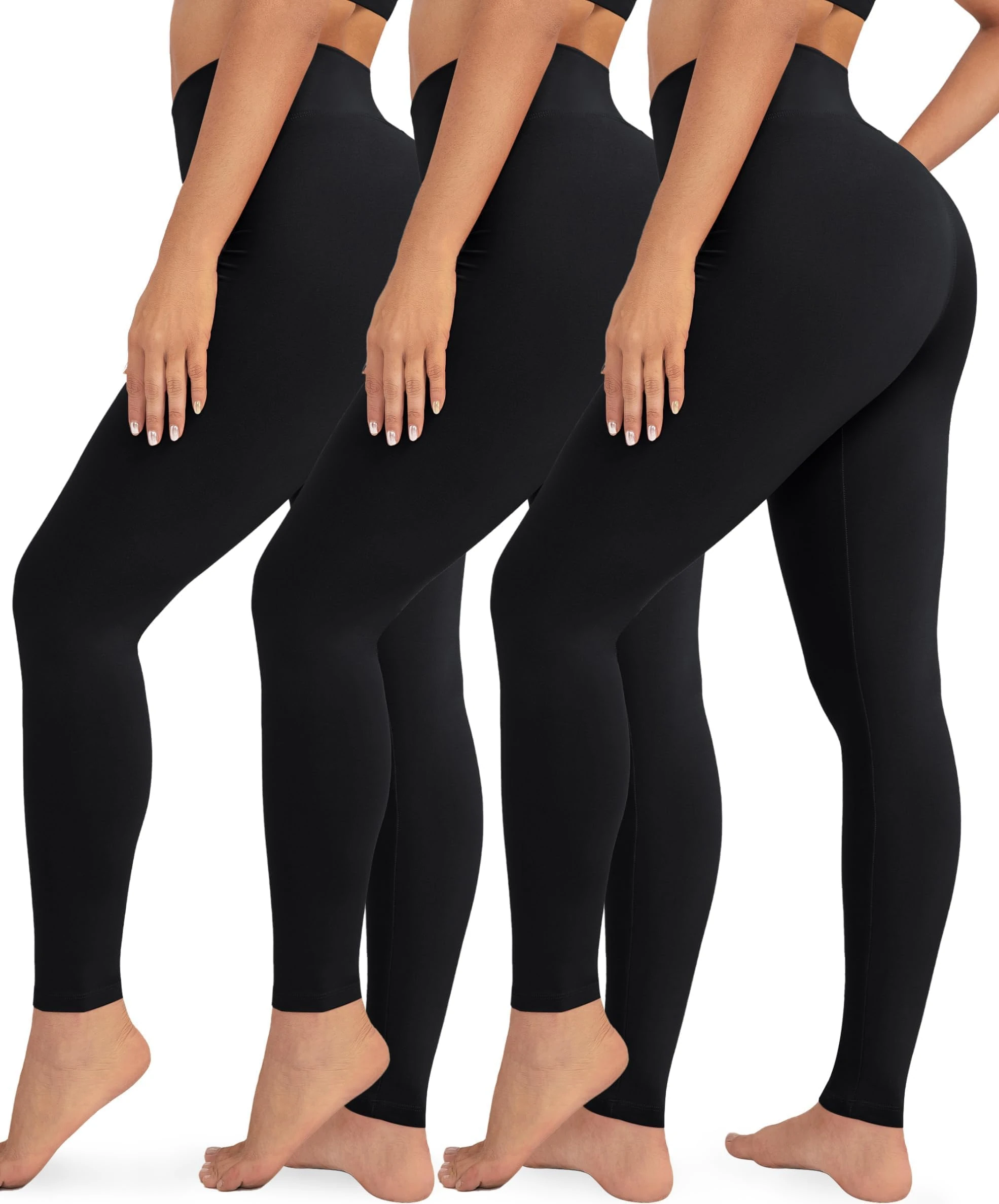 VALANDY Creamlush 3 Pack Leggings for Women High Waisted Tummy Control Leggings Buttery Soft Yoga Pants（S-5XL）