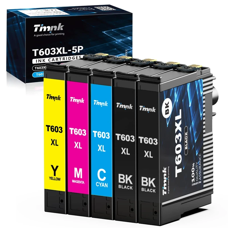 Timink Comptible 603XL Ink Cartridge Replacement for Epson Expression Home XP-2100 XP-4100 XP-4105 XP-2105 XP-3100 XP-3105 WF-2850 WF-2810 WF-2830 WF-2835 (2BK 1Cyan 1Magenta 1Yellow)