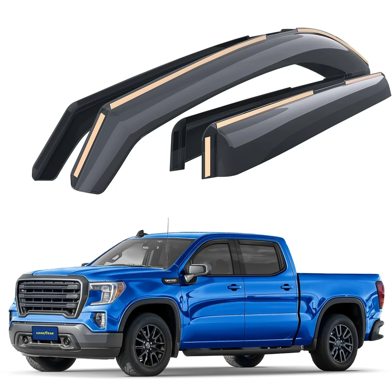 Goodyear Shatterproof in-Channel Window Deflectors for Trucks GMC Sierra 1500 2019-2024 Crew Cab, Rain Guards, Window Visors, Vent Deflector,Truck Accessories,4pcs- GY003415LPv