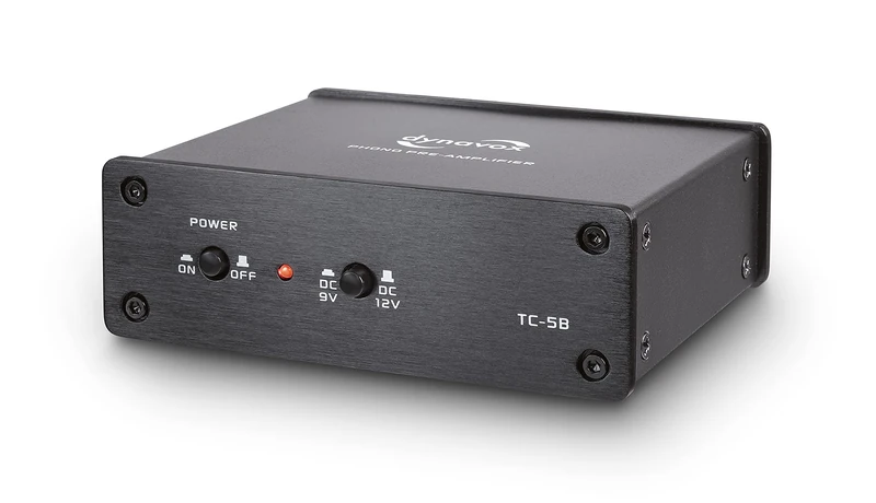 Dynavox TC-5B Phono Preamp Compact Metal Case for Turntable with MM Scanning Systems, Optional Battery Operation, Black
