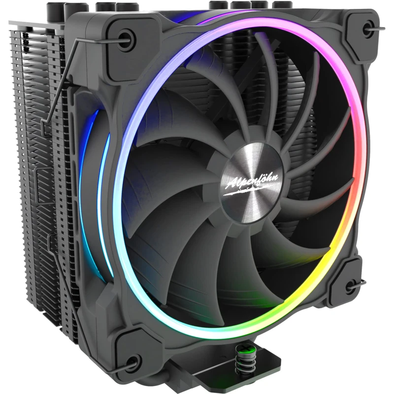 Alpenföhn Dolomit Advanced 120 mm, CPU Cooler with RGB Fan for Efficient Cooling, Complete Black CPU Cooler Tower, CPU Heatsink with Asymmetrical Design for More Compatibility