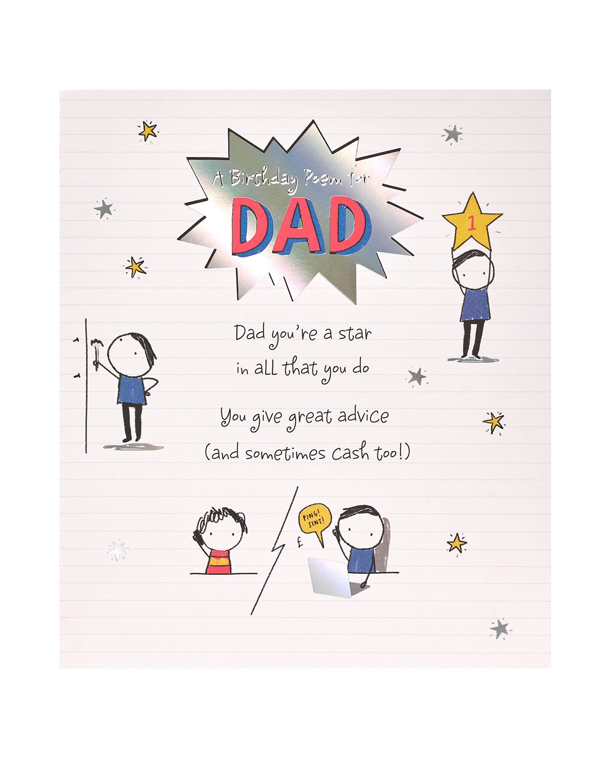 UK Greetings | Birthday Card for Dad | Happy Birthday Gifts | Him, Boys, Men | Cute Poem Design | With Envelope | 165 x 190 mm
