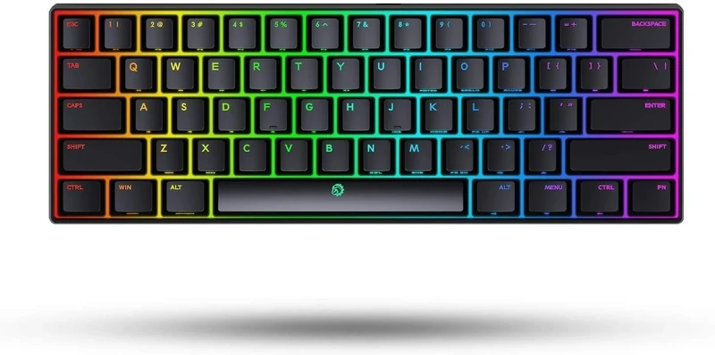 DREVO Seer TE 60% Wired RGB Backlit Mechanical Gaming Keyboard Ultra Compact Mini 61 Key Brown Switch, Black