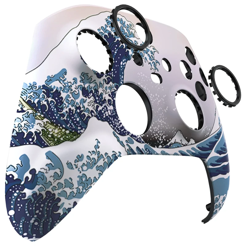 eXtremeRate ASR Version Custom Shell for Xbox Series X & S Controller - Anti Sticks Rubbing Rings - Replacement Accessories Front Cover Faceplate for Xbox Core Wireless Controller - The Great Wave