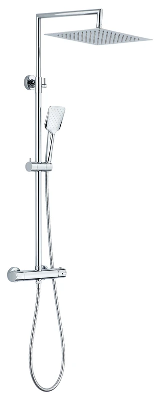 Edouard Rousseau Otaki 1.50 m Swivel Shower Head Telescopic Arm Swivel Shower Set with Thermostatic Mixer Tap - Anti Burn Safety Integrated Diverter - Chrome Finish