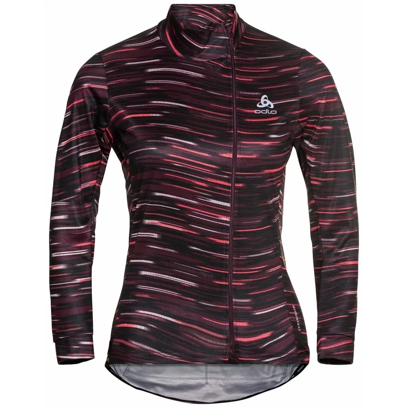 Odlo ZEROWEIGHT CERAMIWARM Women's Long-Sleeved Cycling Top with Zipper, winetasting, XL - Image 1