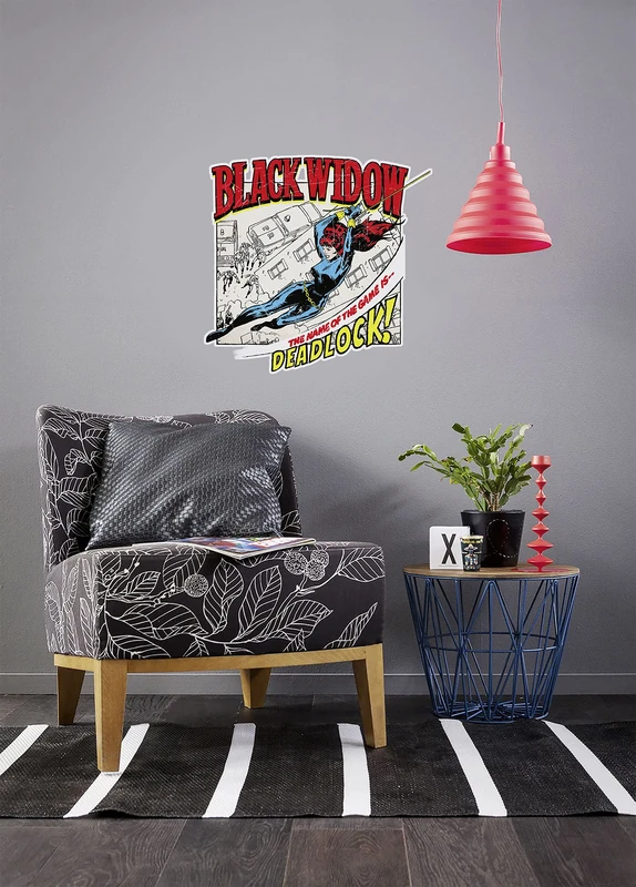 Komar Marvel Wall Tattoo Black Widow Comic Classic – 50 x 70 cm (Width x Height) – 1 Piece – S.H.I.E.L.D, Agent, Decorative Sticker, Wall Sticker, Wall Decoration, Children's Room – 14087h