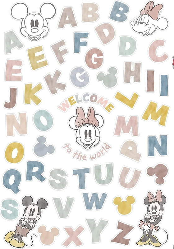 Komar Disney Wall Tattoo Mickey Alphabet 50 x 70 cm (Width x Height) 56 Pieces Decorative Stickers Wall Stickers Wall Stickers Wall Decoration Children's Room 14110h - Image 1