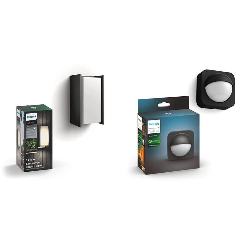 Philips Hue Turaco White LED Smart Outdoor Wall Light, Works with Alexa, Google Assistant and Apple HomeKit Outdoor Motion Sensor - Works with Alexa