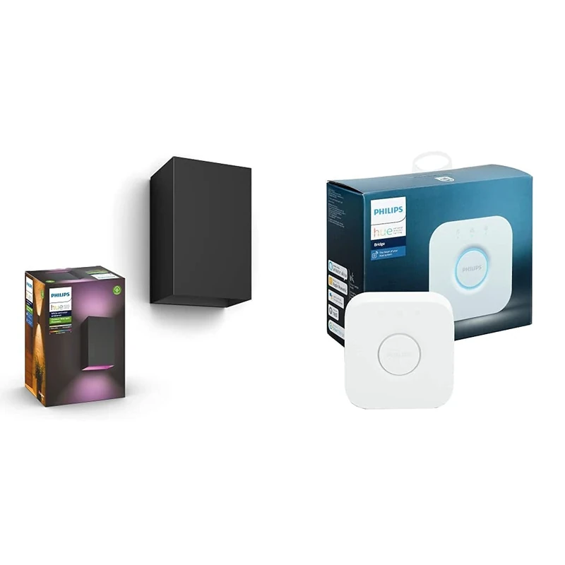 Philips Hue Resonate White and Colour Ambiance LED Smart Outdoor Wall Light, Black, Compatible with Alexa, Google Assistant and Apple HomeKit Bridge. Smart Home Automation