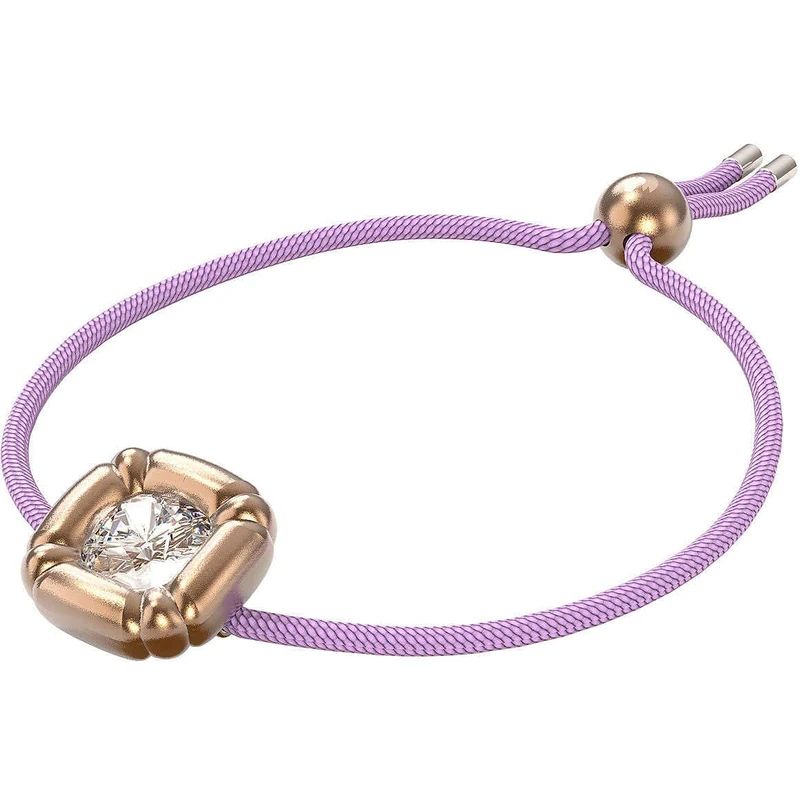Swarovski Adjustable Bracelet,Cushion Cut Crystal, Rose Gold Tone Setting with Pink Cord from the Dulcis Collection