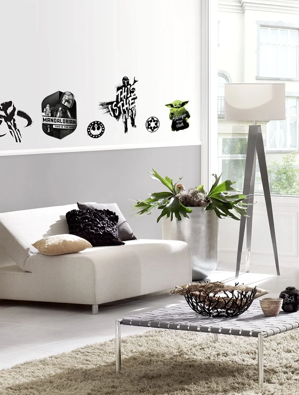 Komar Star Wars Wall Tattoo Mandalorian Legend – 50 x 70 cm (Width x Height) – 6 Pieces – Mandalorian, Baby Yoda, Decorative Sticker, Wall Sticker, Wall Decoration, Children's Room – 14068h