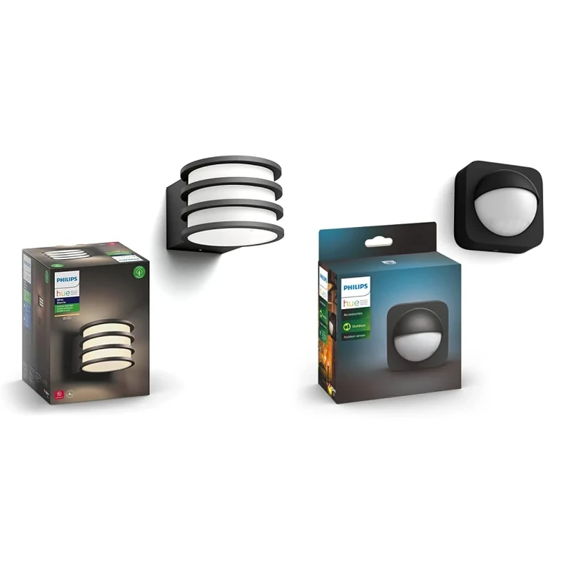 Philips Hue Lucca White LED Smart Outdoor Wall Light, Works with Alexa, Google Assistant and Apple HomeKit + Outdoor Motion Sensor