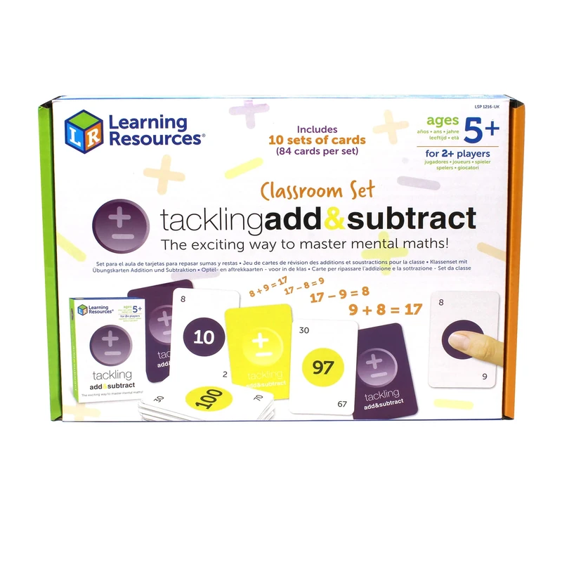 Learning Resources Tackling Add & Subract Class Set Set Maths Learning Cards Game, Ages 5+