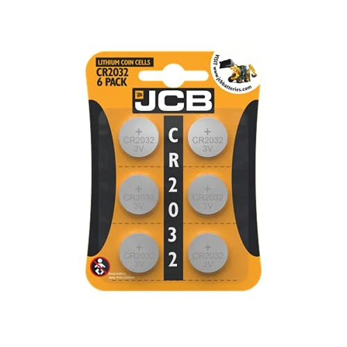 JCB Specialty 2032 Lithium Coin Battery 3V, Pack Of 6, Suitable For Keyfobs, Scales, Wearables And Medical Devices (DL2032/CR2032)