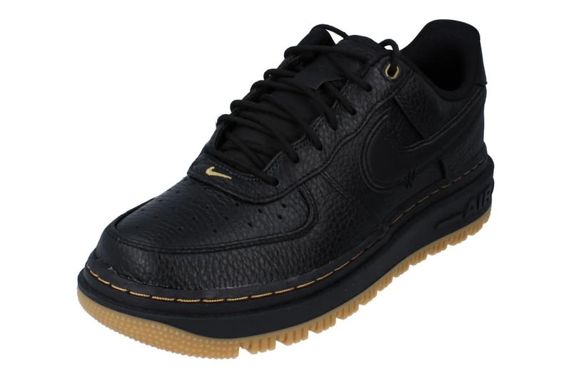 NIKE DB4109-001 AIR Force 1 Luxe Men Black/Black-BUCKTAN-Gum Yellow UK 5