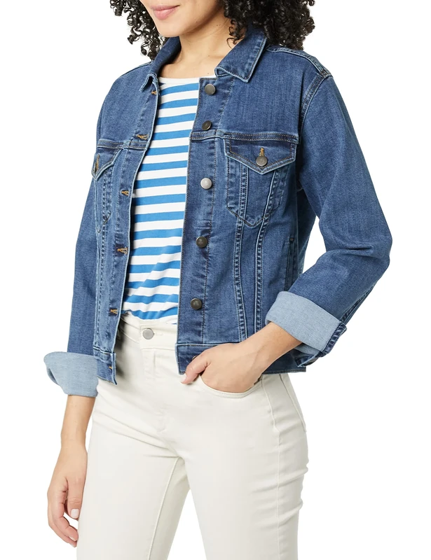 Amazon Essentials Women's Regular-Fit Jean Jacket (Available in Plus Size), Medium Wash, M