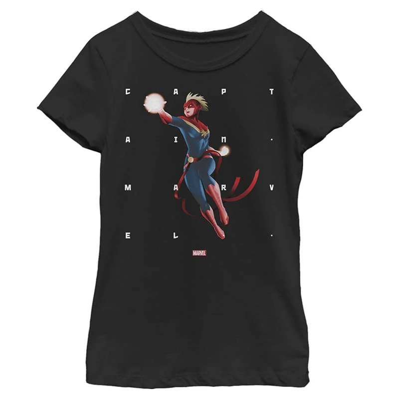 Marvel for Girls Captain Shapes T-Shirt, Schwarz,
