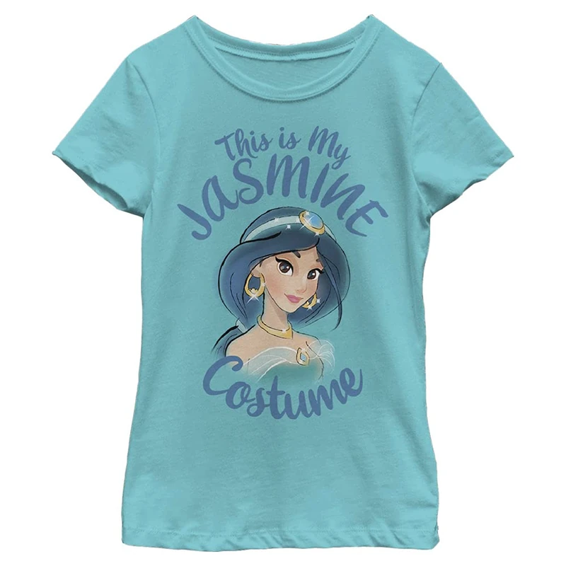 Disney Girls' Jasmine Costume T-Shirt, Tahiti Blue., M