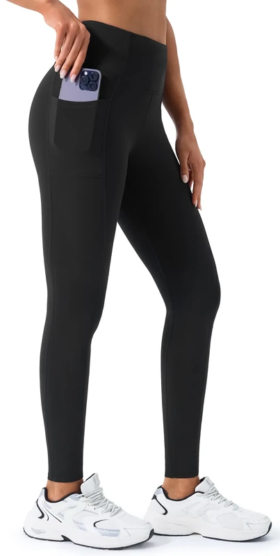 JOYSPELS Womens Fleece Lined Thermal Leggings High Waist Winter Warm Thick Gym Workout Running Yoga Pants for Women with Pockets Black M