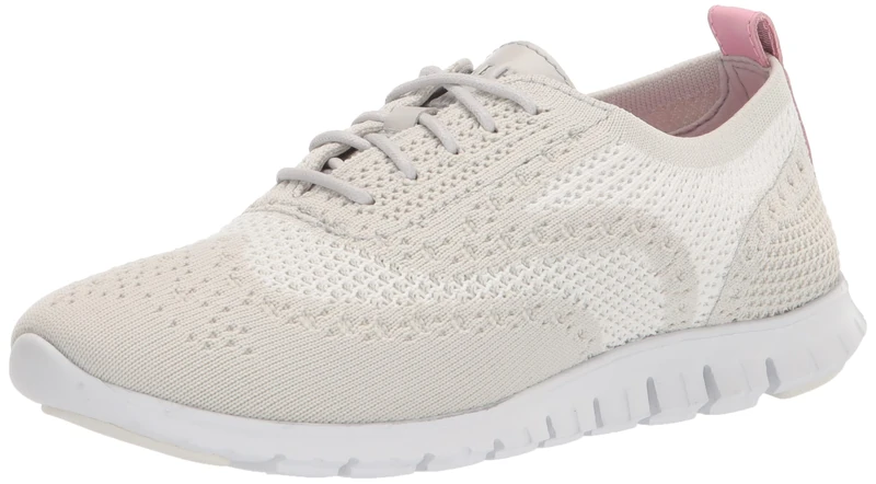 Cole Haan Womens ZERØGRAND Stitchlite Oxford,Oyster mushrrom + White Knit/Oyster Mushroom Leather/Chestnut Memphis Pink Heel Strip & linin,8