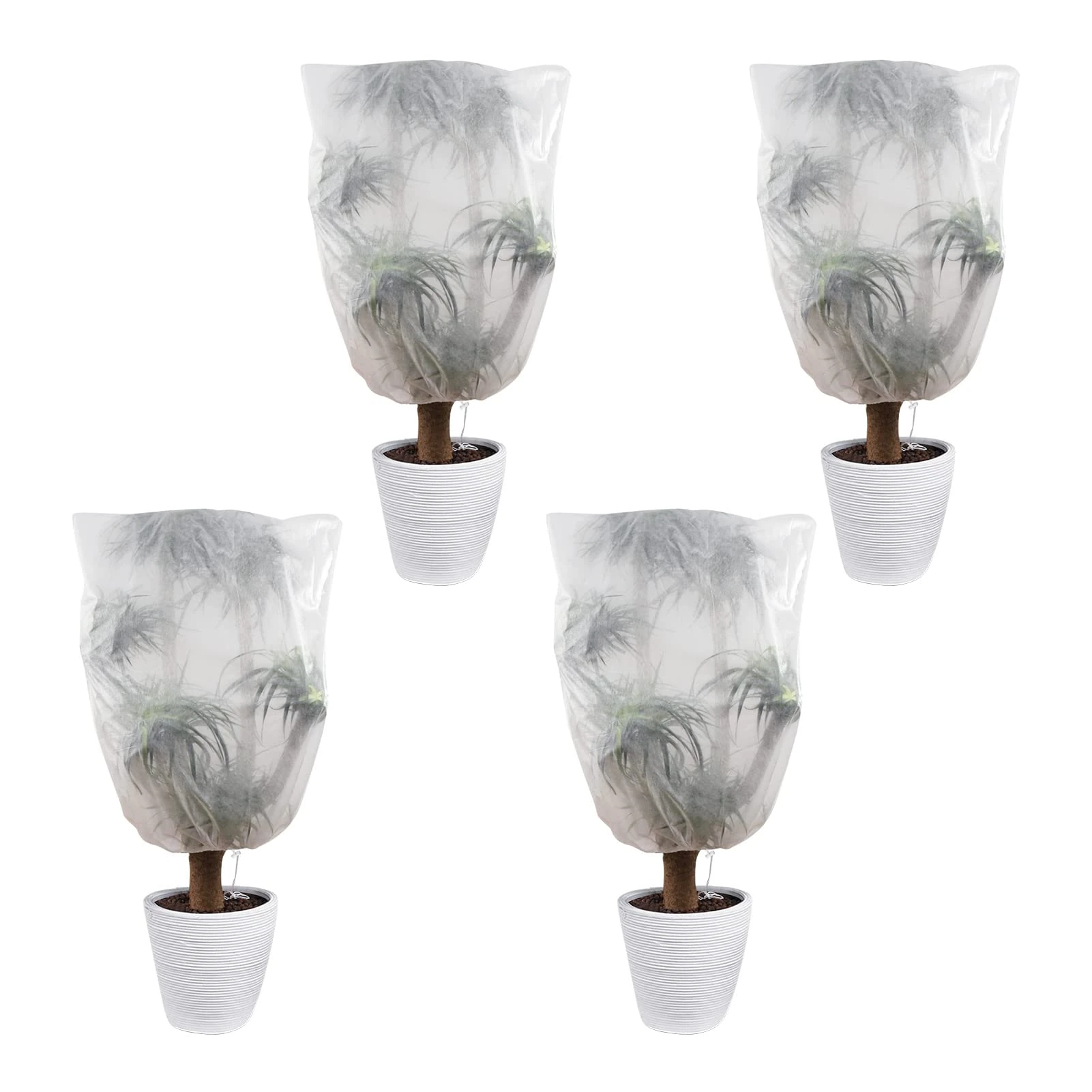 olyee 4 Pack Garden Fleece Plant Frost Protection Covers, 60 x 80cm Winter Plant Anti Freeze Warming Jackets, Winter Plant Cover Bags for Potted Plant, Olive Tree, Shrubs, Ferns, Banana Tree
