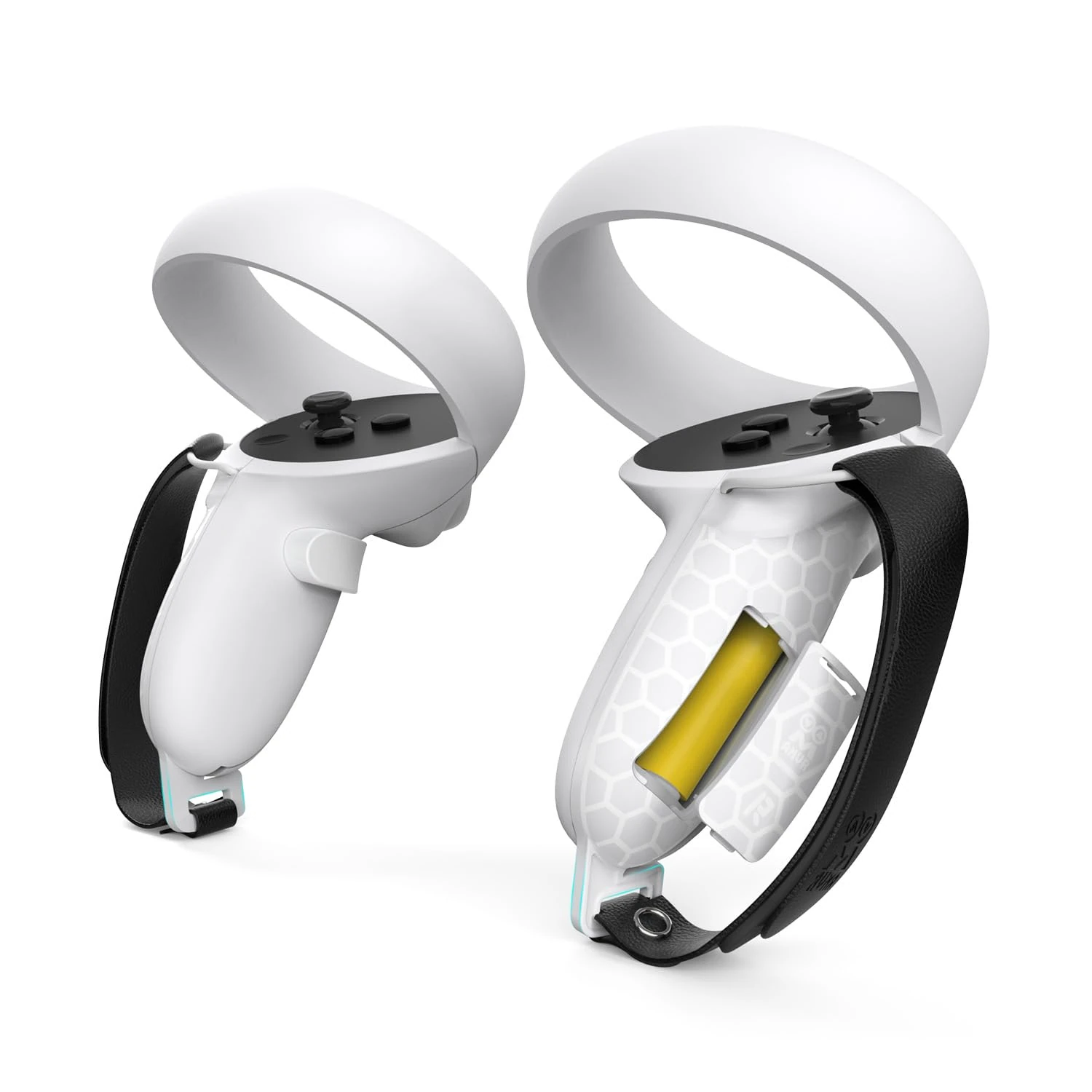 AMVR Touch Controller Grip Anti-Throw Strap Accessories Compatible with Quest 2 with Battery Opening, Adjustable Wrist Knuckle Strap (Gray)