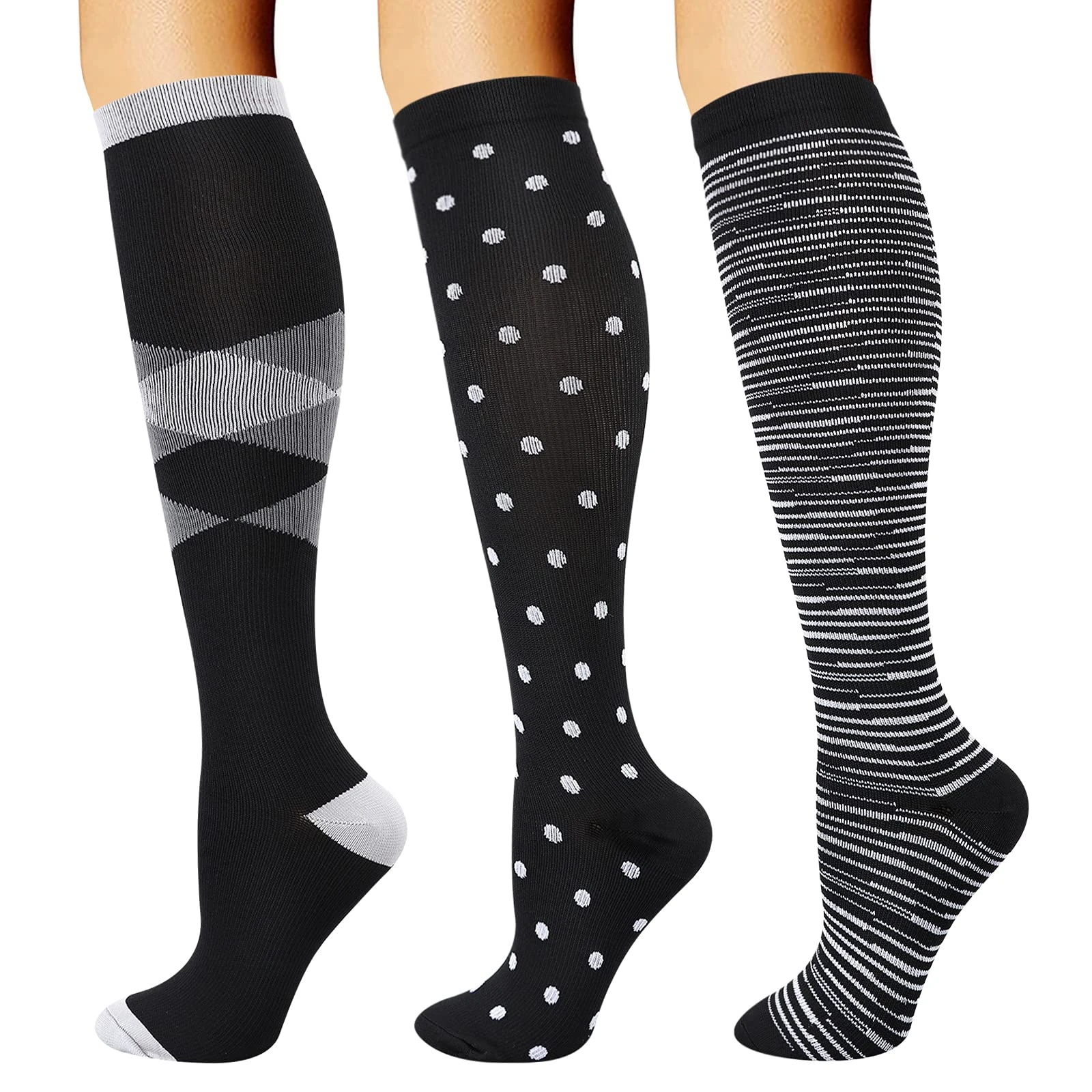 DRESHOW Compression Socks For Men & Women Best Support for Athletic Running Flight Travel Cycling