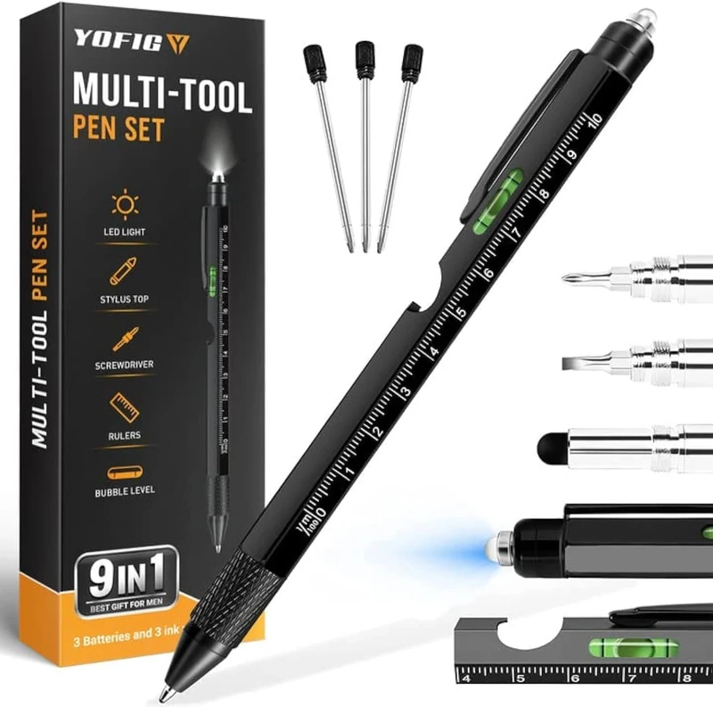 YOFIG Gifts for Men, Valentines Gifts for Him, 9 in 1 Multi Tool Pen, Mens Gift Gadgets for Men, Father's Day Gift