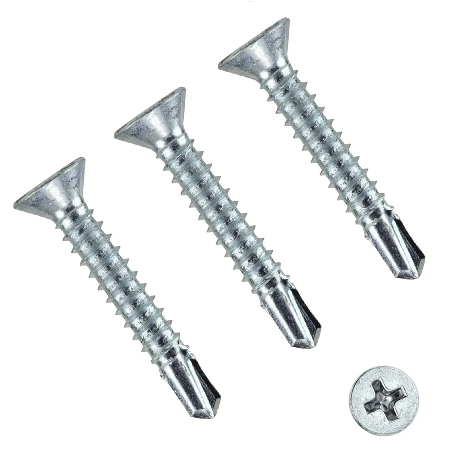 TERF® Self Drilling Countersunk Screws 3.5 X 42mm Self Tapping Phillips Drive Screw for Plasterboard Wood Metal Sheet Steel Sheet Roofing Window - Pack of 100