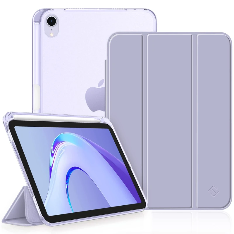 FINTIE Case for iPad Mini A17 Pro (2024) 8.3 Inch, iPad Mini 7th / Mini 6th Generation (2024/2021) - Ultra Slim Frosted Back Cover w/Pencil Holder, Auto Wake/Sleep, Lilac Purple