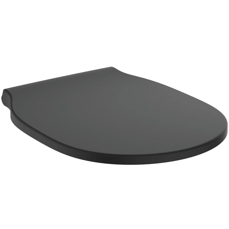 Ideal Standard Connect Air Toilet seat and Cover, Rounded Shape, with Soft-Close Mechanism and Quick-Release Function for Easy Cleaning, Scratch-Resistant duroplast – Matt Black (365x445x50 mm)