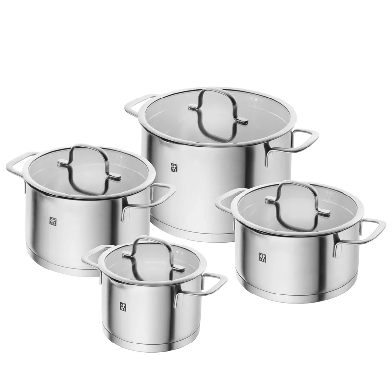 ZWILLING TrueFlow Stainless Steel Pot Set, 4 Pieces, Pouring Function, Suitable for Induction, Silver