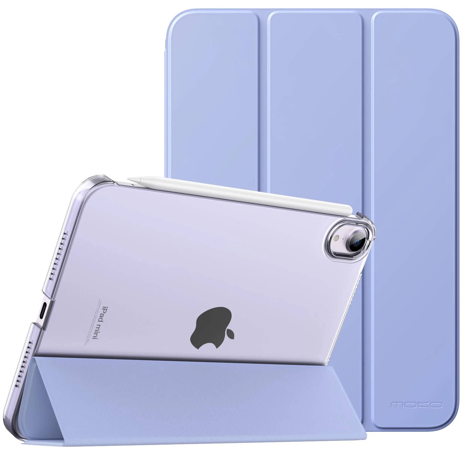 MoKo for iPad Mini 7 (A17 Pro) Generation Case 2024, iPad Mini 6 Case 2021, 8.3-inch Slim Lightweight Protective Hard Back PC Shell Stand Cover Support Touch ID, Auto Wake/Sleep, Grayish Purple