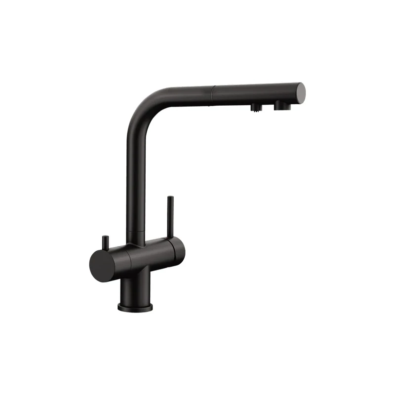 BLANCO FONTAS-S II Filter | Kitchen Mixer tap in Black matt | High-Pressure | with Pull-Out Hose | Non-Return Valve | Water-Saving | Separate Filter Required | [16.6x26.4x30.6 cm]