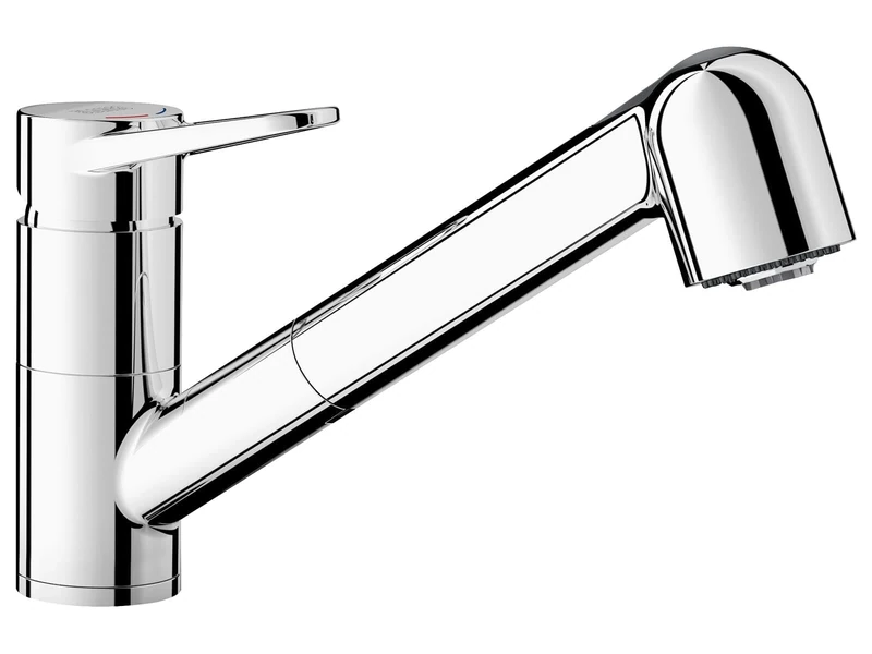 BLANCO WEGA-S II | Kitchen Mixer tap in Chrome | Low-Pressure | with Pull-Out Hose | Non-Return Valve | Ceramic Cartridge | Assured Water Quality & Water-Saving | [4.8x25.9x18.5 cm]