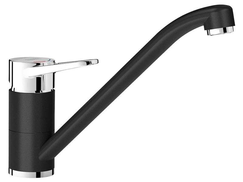 BLANCO WEGA II | Kitchen Mixer tap in silgranit Black/Chrome | High-Pressure | Non-Return Valve | Ceramic Cartridge | Assured Water Quality & Water-Saving | [4.8x25.2x18.5 cm]