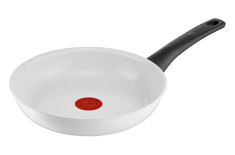 Tefal C41704 Ceramic Control Frying Pan 24 cm Safe Ceramic Seal Thermo-Signal Temperature Indicator Easy Cleaning Suitable for Induction Cookers White