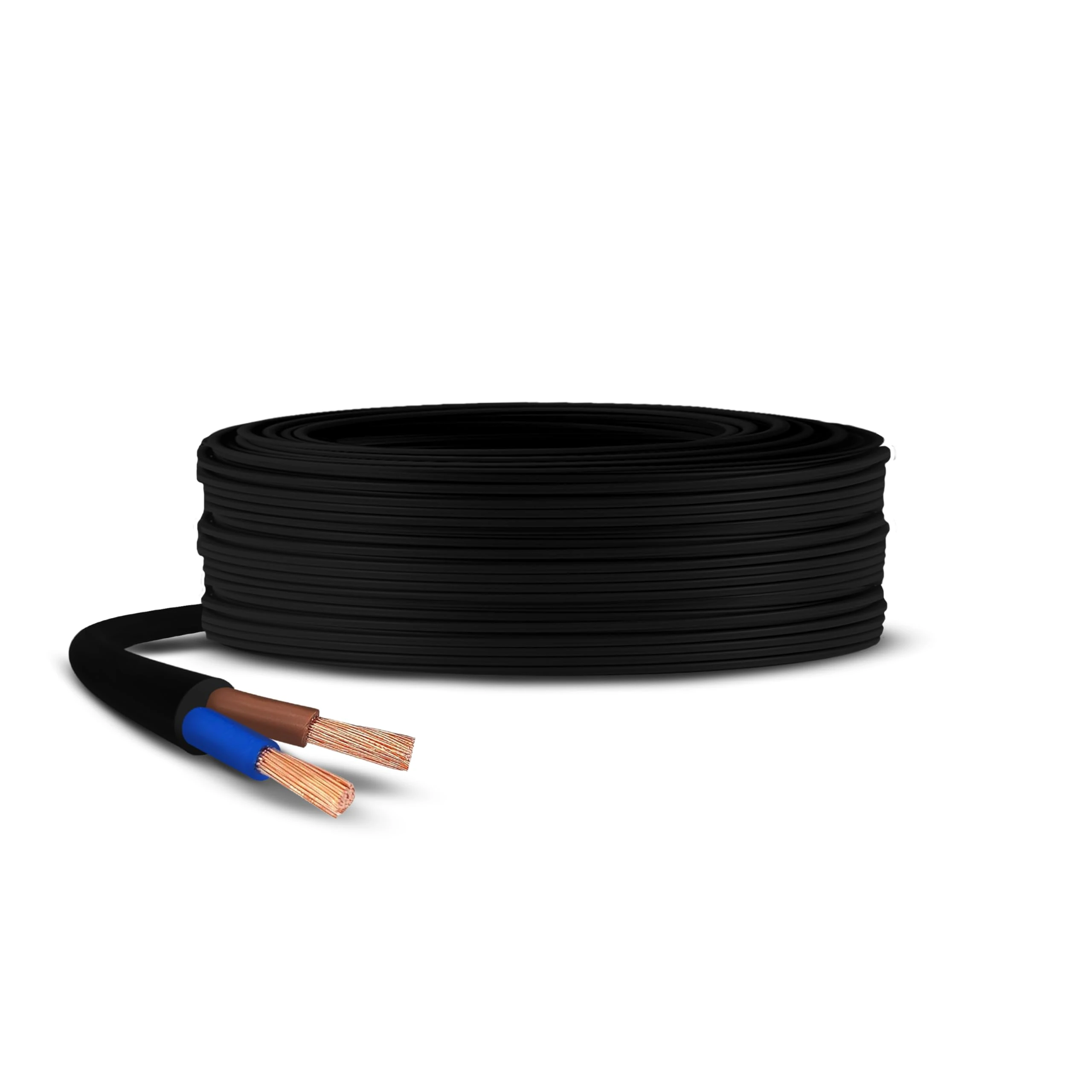 Primes DIY 2 Core Round Black Flex Flexible Cable, stranded electrical copper wire, Insulated Flexible PVC Wire, Stranded Wire High Temperature Resistance, 3182Y BASEC Approved 1mm(50 Meter)