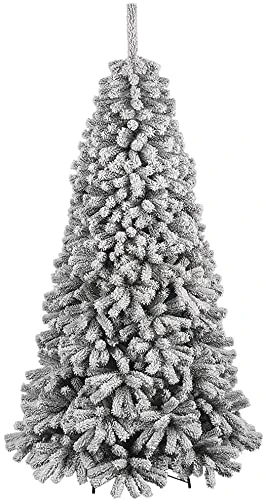 BAKAJI Christmas Tree Danube Super Thick Pine Snowy Green Cross Base Iron Folding Branches with Snow Easy Assembly Opening Umbrella (150cm) - Image 1