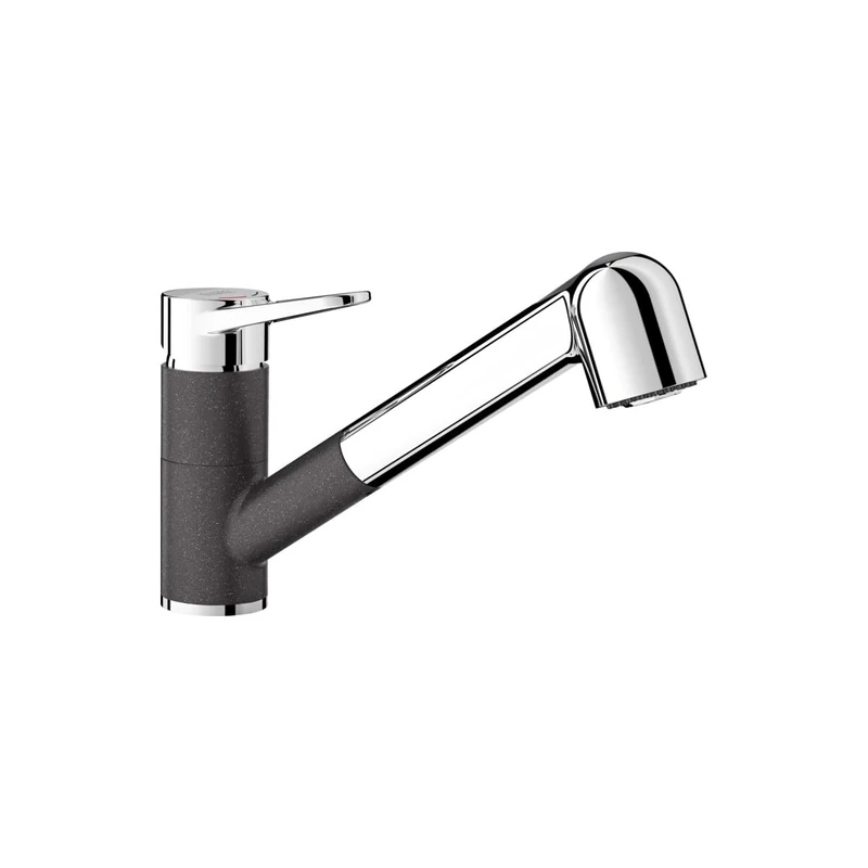 BLANCO WEGA-S II | Kitchen Mixer tap in Anthracite/Chrome | High-Pressure | with Pull-Out Hose | Non-Return Valve | Ceramic Cartridge | Assured Water Quality & Water-Saving | [4.8x25.2x18.5 cm]
