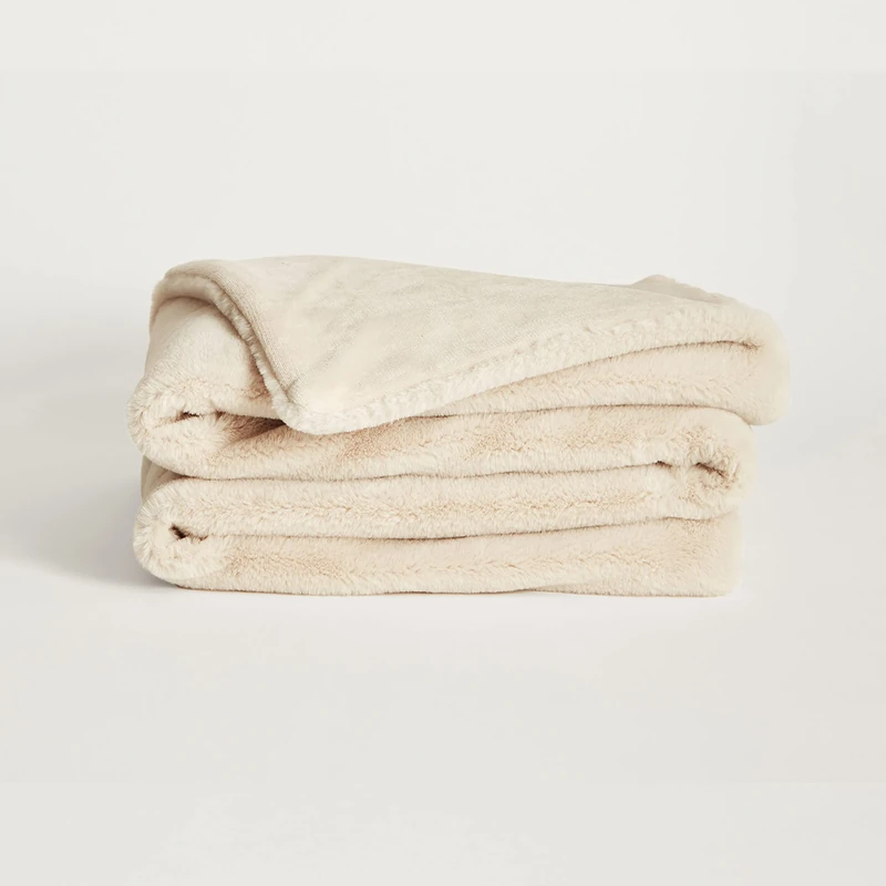 UnHide Lil’ Marsh - Faux Fur Blanket - Durable, Lightweight, Extra Soft Blanket - Machine Washable - Add a Layer of Softness to Any Bed, Couch, or Reading Chair - Beige Bear, Small (50” x 60”)
