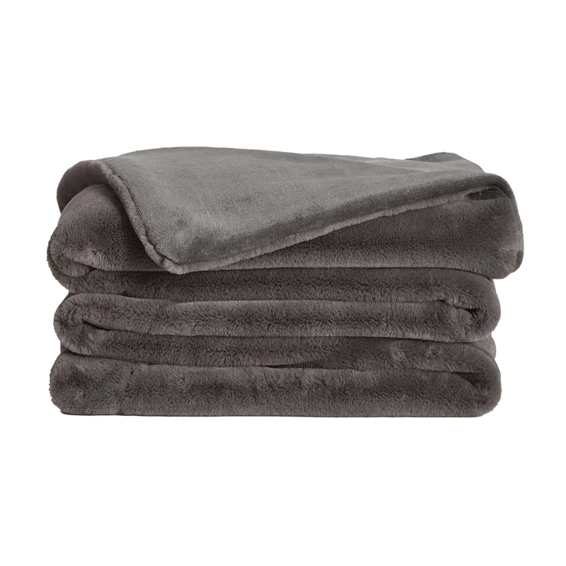 UnHide Marshmallow | Faux Fur Blanket | Heavy Weight, Extra Soft Blanket | Made from Recycled Materials | Machine Washable | Queen Size (60" x 80") | Charcoal Charlie